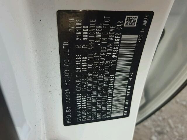 Машины с Канады HONDA ACCORD HYBRID